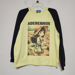 Ader Error Animae Girl Duck Graphic Sweatshirt Teen Long Sleeve Drop Pullover L
